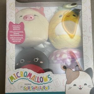 Squishmallows Micro Mallows Plush Set - Cream, Yellow, Black, Pink 4 Pack! New!